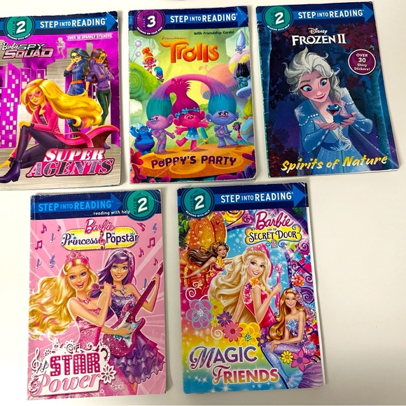 Lot of 5 Step Into Reading Step 2 & 3 Barbie, Trolls, Frozen - Picture 1 of 8